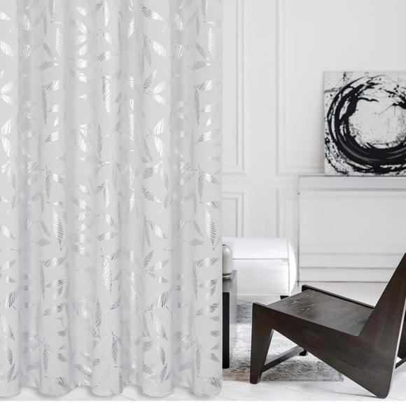 Deconovo Geometric Blackout Silver Pattern Curtains(2 Panel  Deconovo Greyish White Blackout Curtains 2panels /gray-silver W52x72L